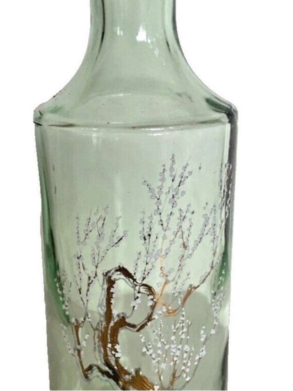 Hand-Painted Green Glass Decorative Bottle - Home Accents